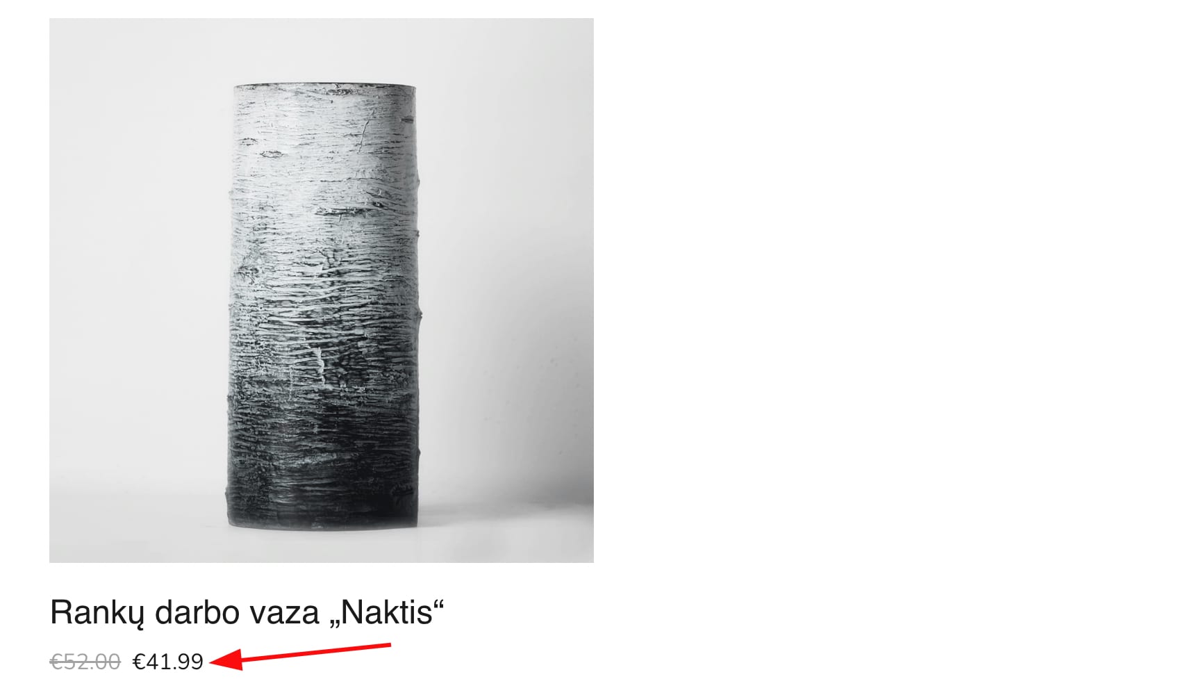Produkto su nuolaida pavyzdys
