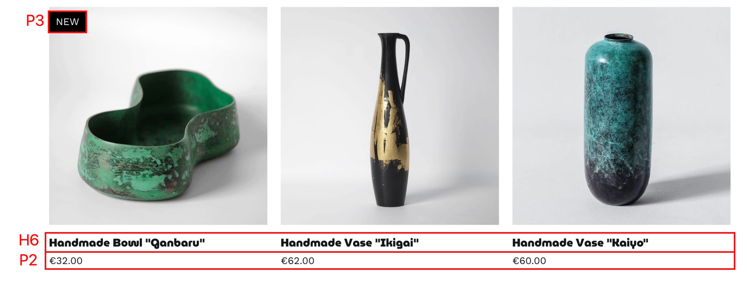 Teksto stiliai produktų sąrašo skiltyse