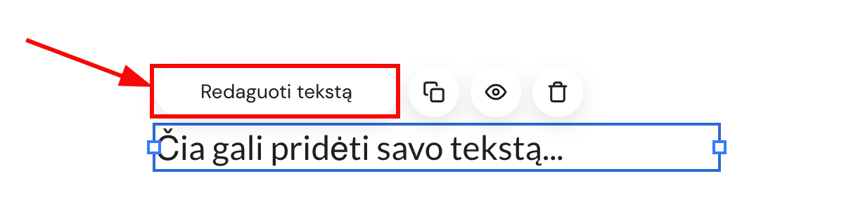 Mygtukas, leidžiantis redaguoti teksto elementą