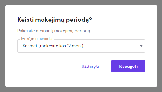 Įmokų dažnio nustatymai