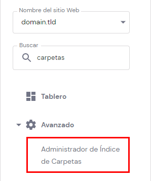 El bot&oacute;n Administrador de &iacute;ndices de carpetas en hPanel