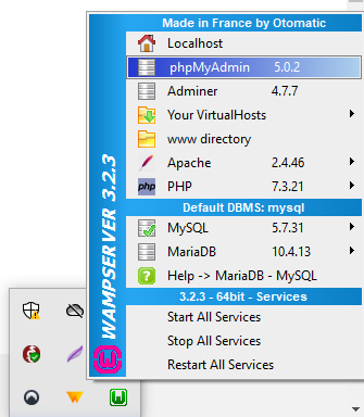 Iniciar phpMyAdmin en WampServer