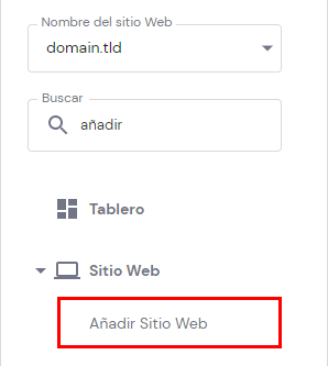 la sección Añadir Sitio Web en el hPanel