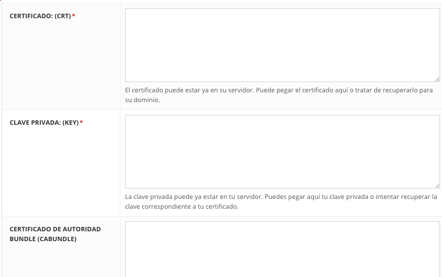 Agregando un certificado SSL personalizado a trav&eacute;s de tu panel de control de Hostinger.