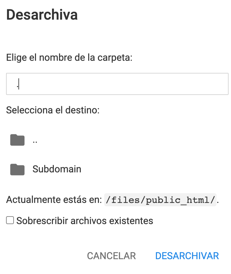 El proceso de extracción de archivos de instalación de Joomla en Hostinger administrador de archivos