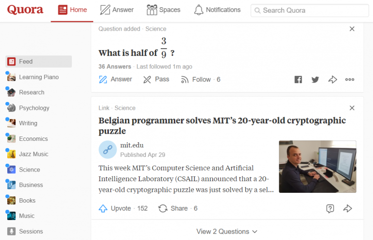 quora sitio web de preguntas y respuestas