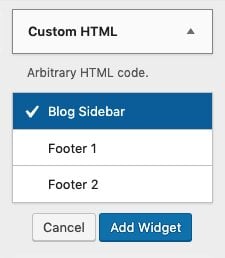 Agregar un widget a la página de inicio desde el menú HTML personalizado