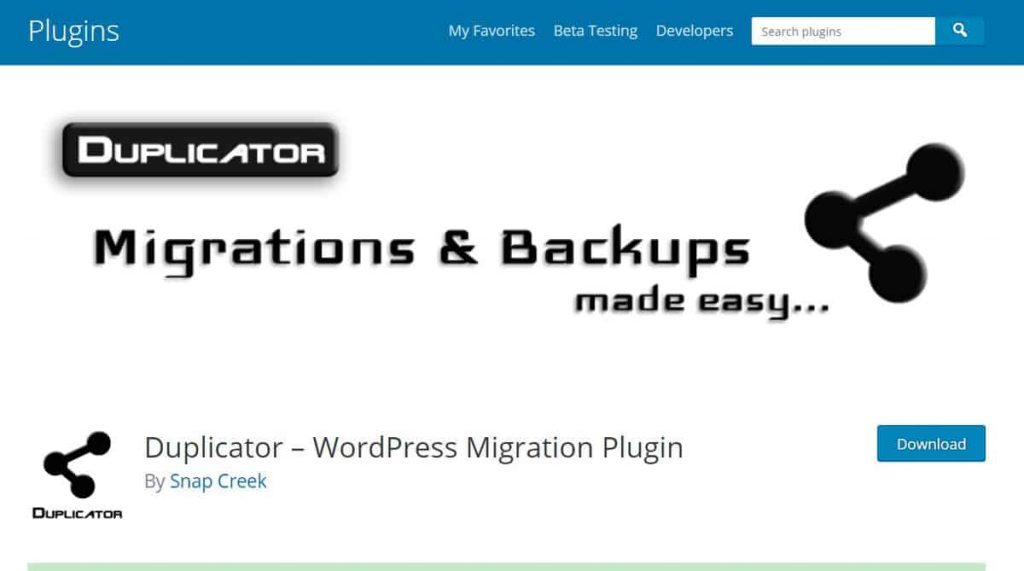 Página del plugin Dpulicator WordPress