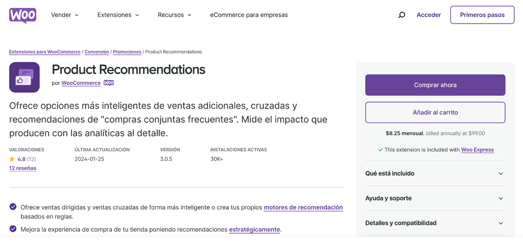 Plugin Product Recommendations
de WooCommerce