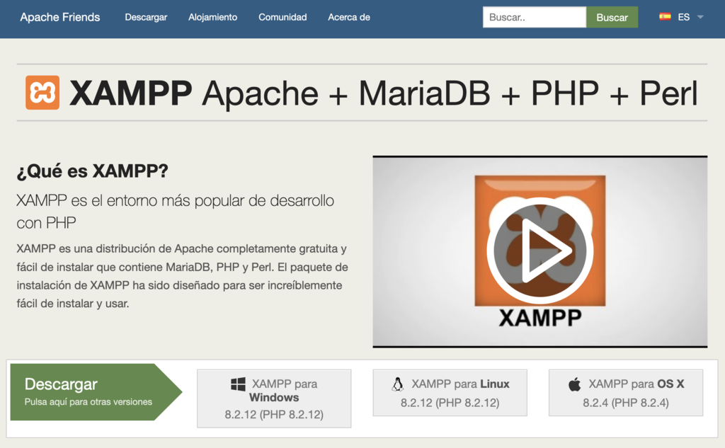 Sitio web de Apache Friends