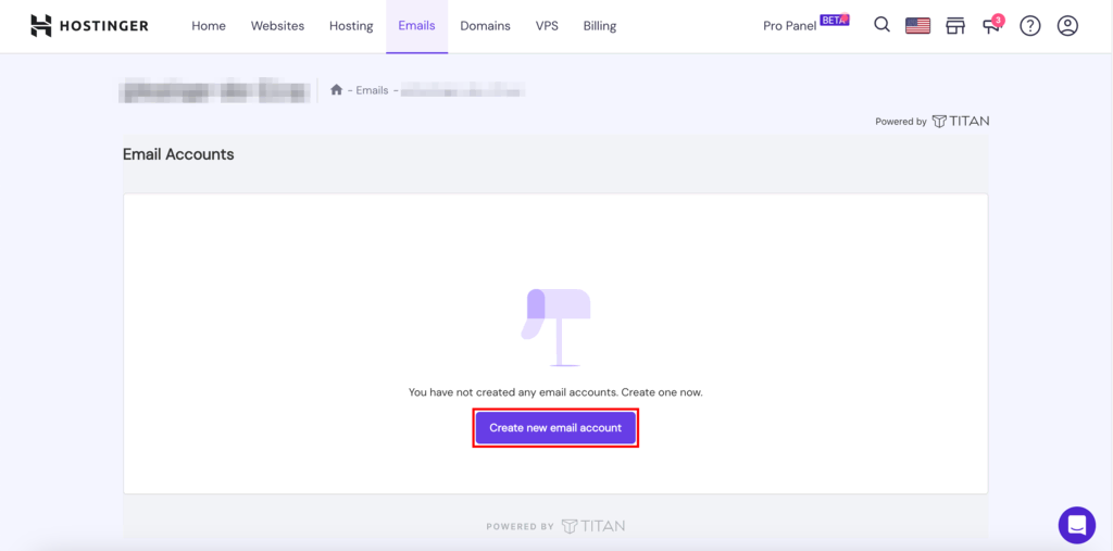 Crear nueva cuenta del correo de Titan en Hostinger