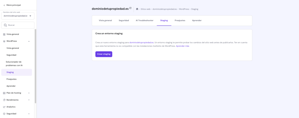 Creando el entorno staging