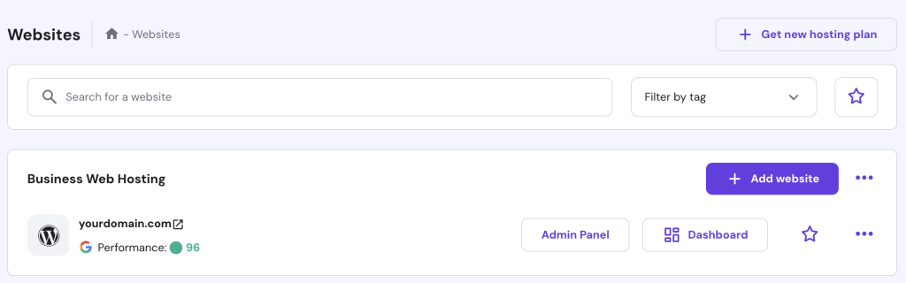 hPanel -> Websites -> Dashboard
