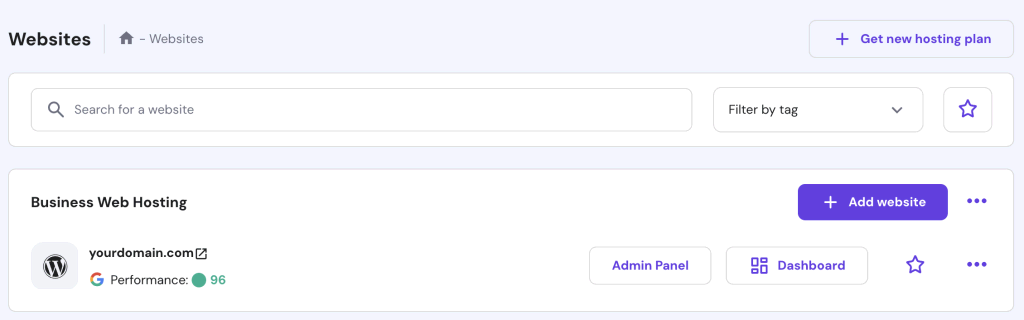 hPanel -> Websites -> Dashboard