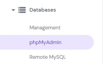 phpMyAdmin in Databases.