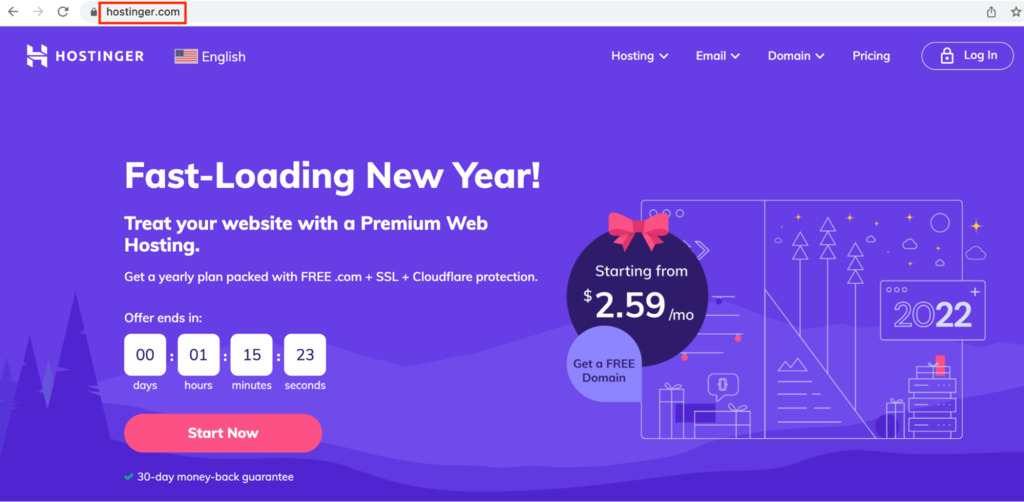 Domeinnaam kopen bij Hostinger.