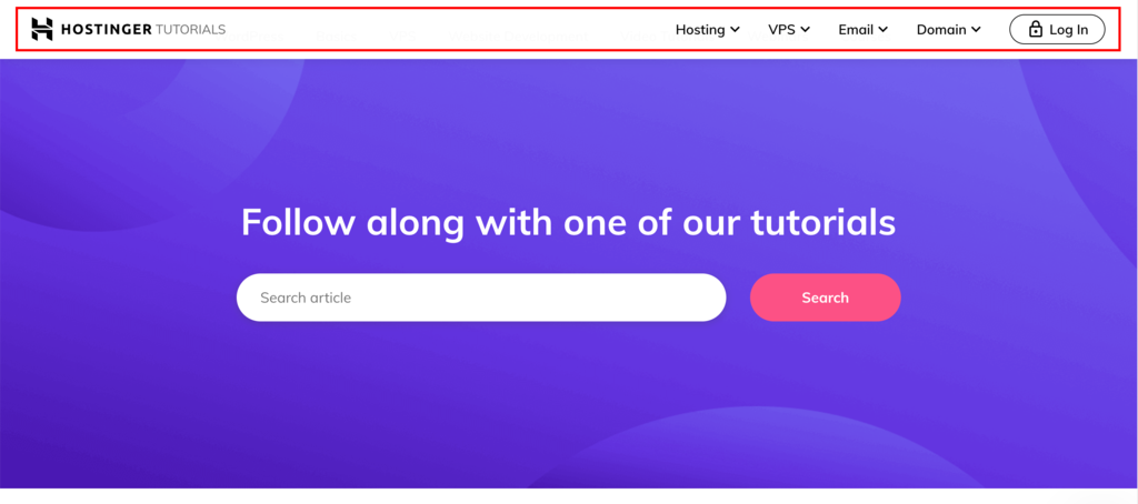 Algemene navigatie Hostinger
