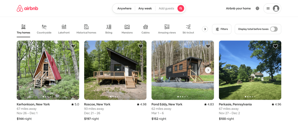 Menu Airbnb
