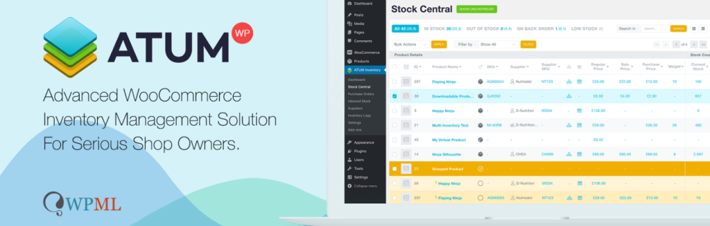 ATUM WooCommerce Inventory Management startpagina
