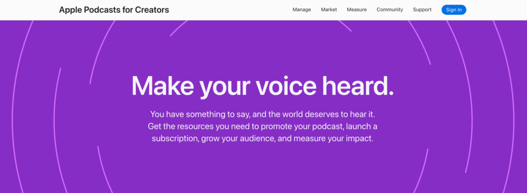 Apple Podcasts startpagina.