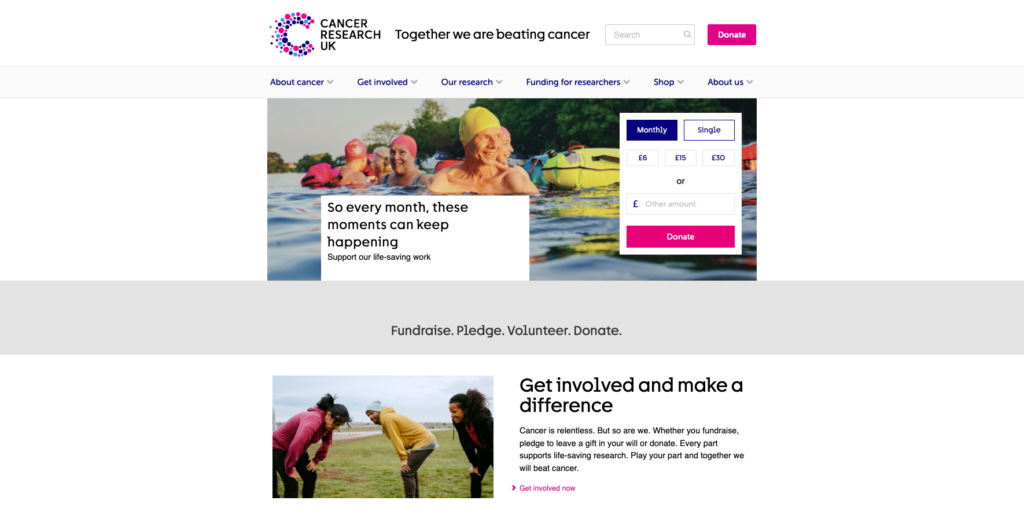 Cancer Research UK startpagina