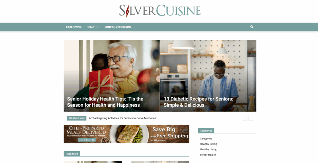 Silver Cuisine Blog startpagina.