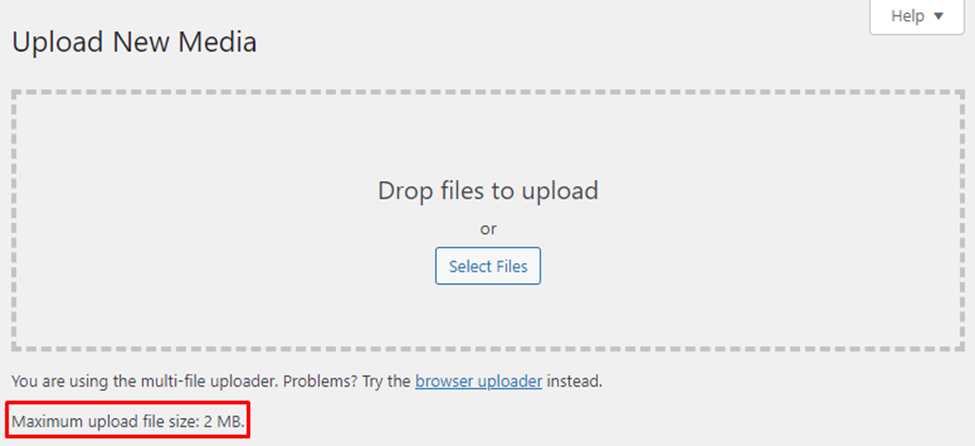 Nieuw bestand toevoegen in WordPress admin.