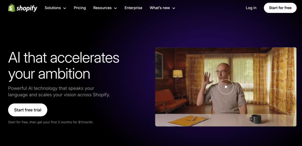 Homepage van Shopify Magic