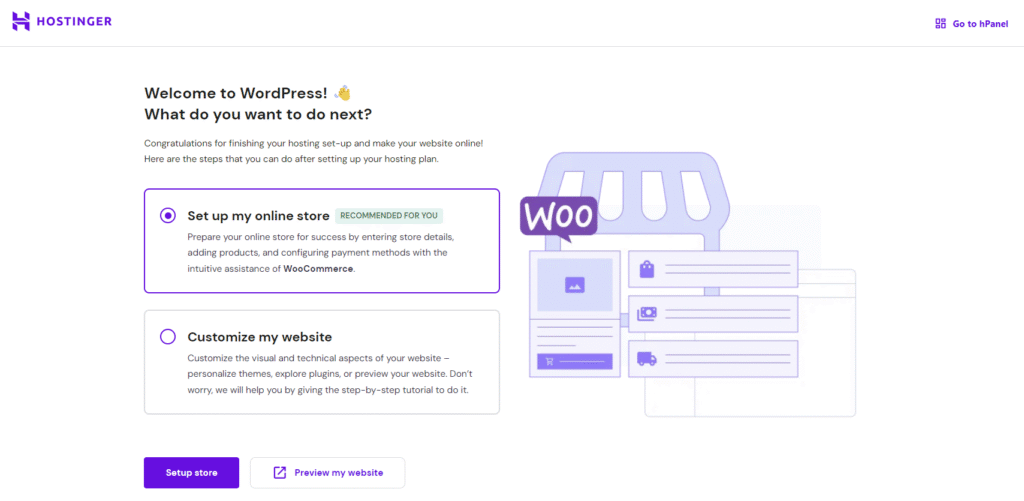 Konfiguracja WooCommerce jednym kliknięciem dzięki wtyczce Hostinger WordPress