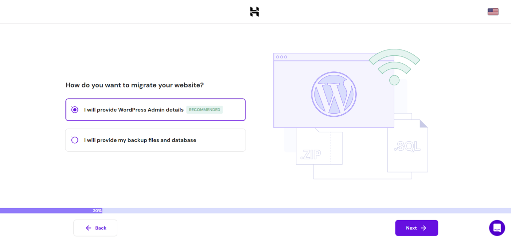 Proces migracji witryny WordPress przez Hostinger