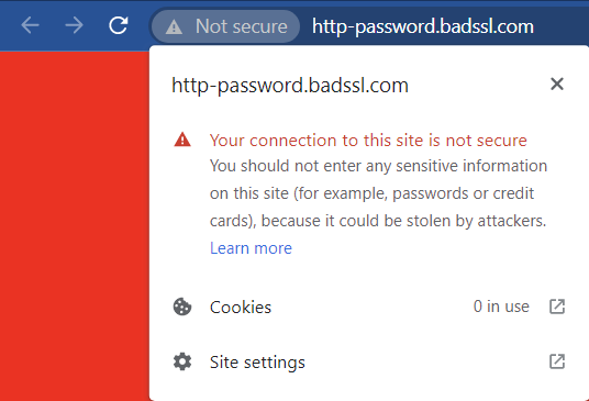Ostrzeżenie „Nie jest bezpieczne” w przeglądarce Google Chrome