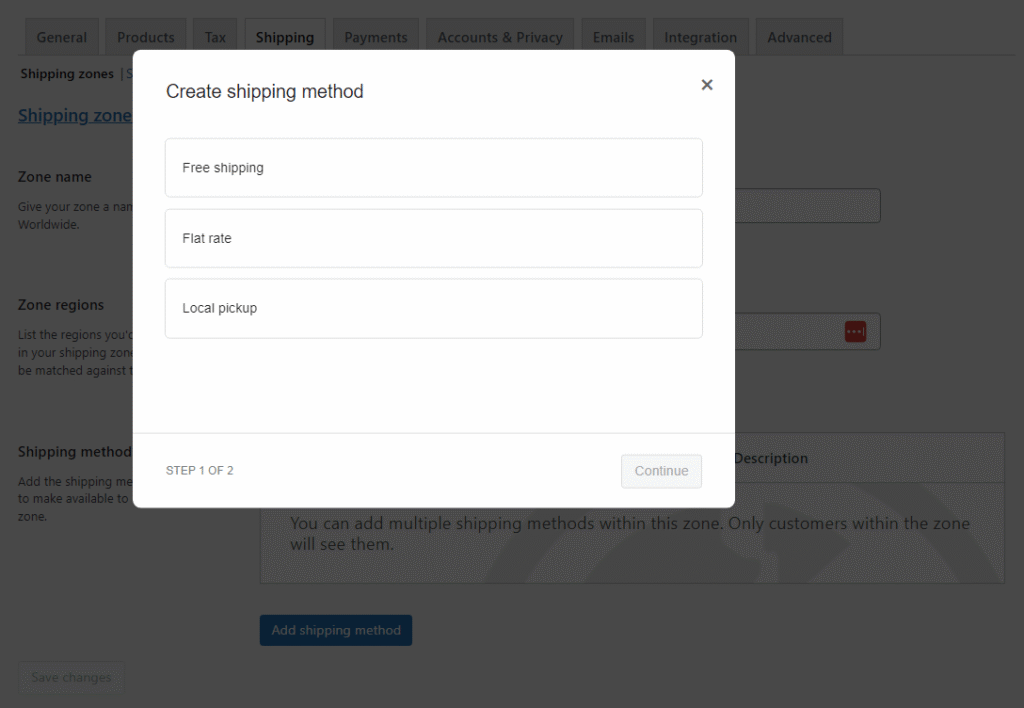 Wybór metod wysyłki w WooCommerce