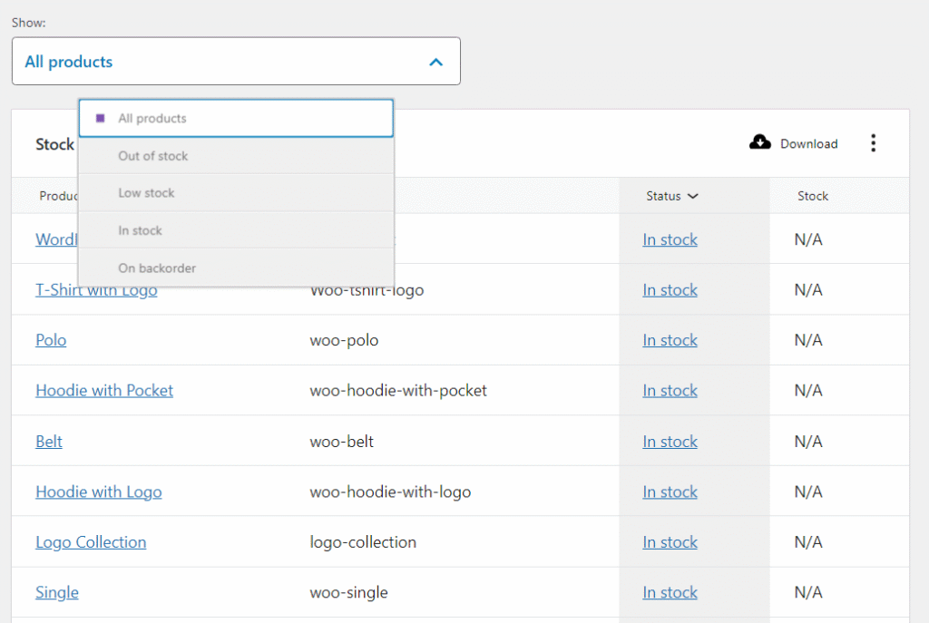 Stany magazynowe produktów WooCommerce