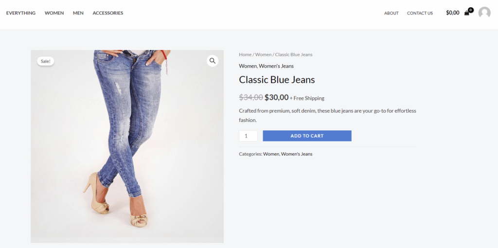 Przykład strony produktu WooCommerce