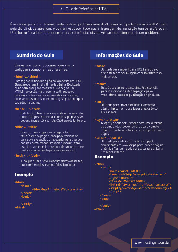 Guia de Referências HTML - Códigos HTML Prontos para Usar