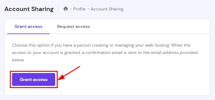 Granting access to your Hostinger account