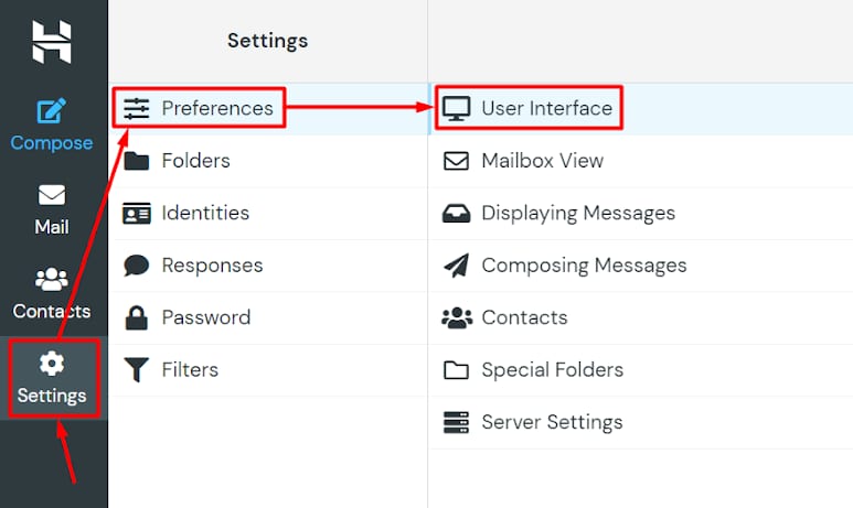 The User Interface option on Hostinger Webmail settings