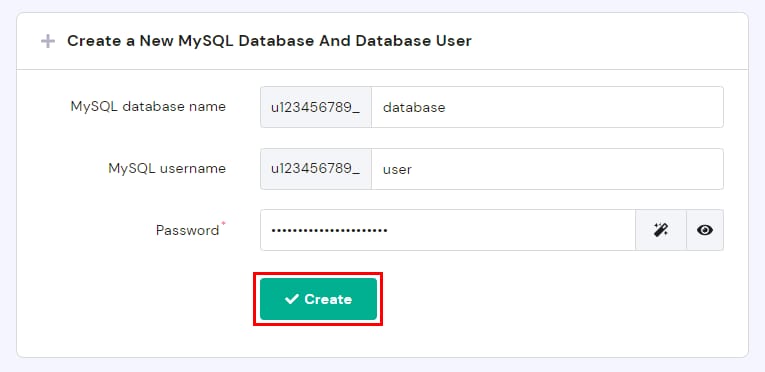 The Create a new database section showing how to create a database