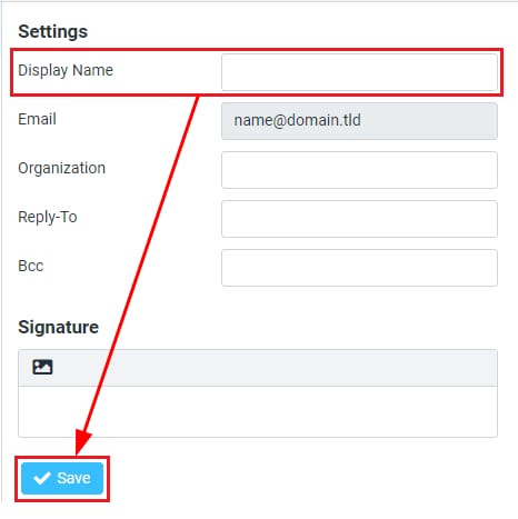 The Identities settings showing how to add a display name