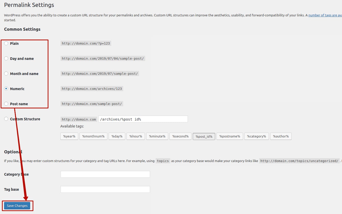 The WordPress permalink settings and how to change them