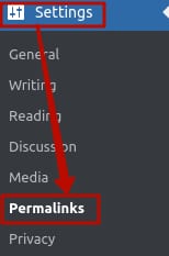 The Permalinks option on the Settins menu inside the WordPress Admin area