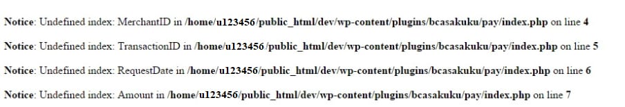 A sample of webiste errors