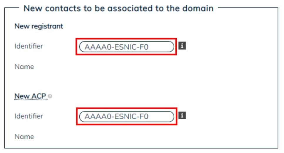 Changing the domain owner's contact details for .ES domains