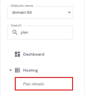 The Plan details menu option