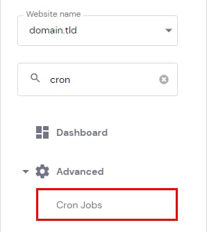 The hPanel sidebar showing to select Cron Jobs