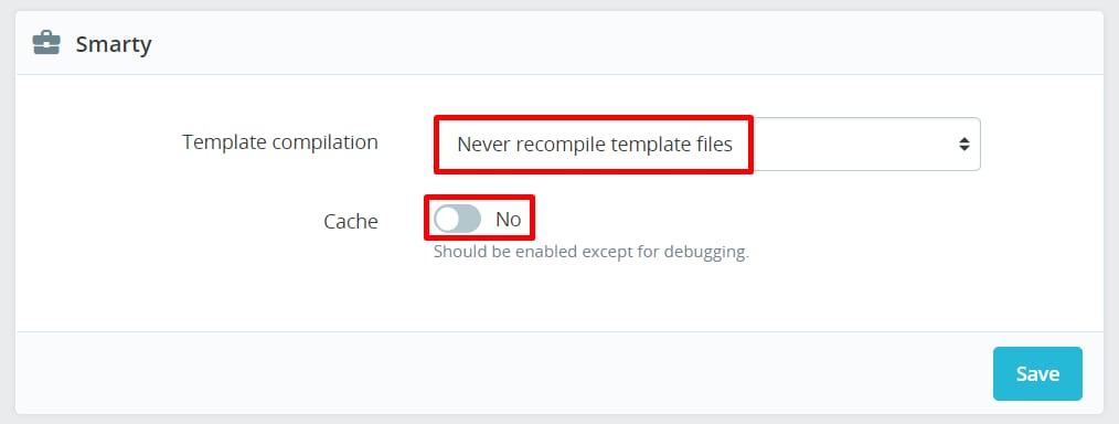The CCC section of LiteSpeed Cache in PrestaShop