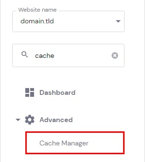 The Cache Manager menu option
