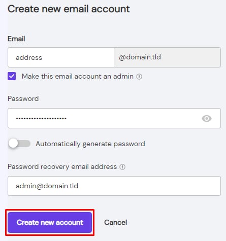 Creating a new email account with Titan Email