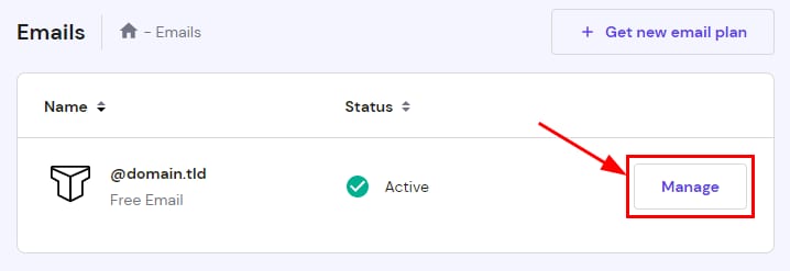 Accessing the Titan Email management panel at Hostinger