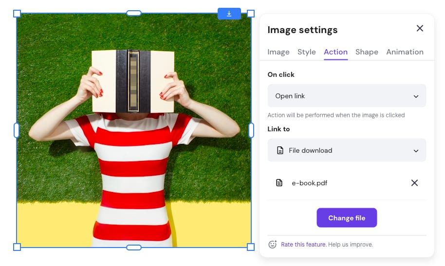 Adding a link to a file in Hostinger Website Builder